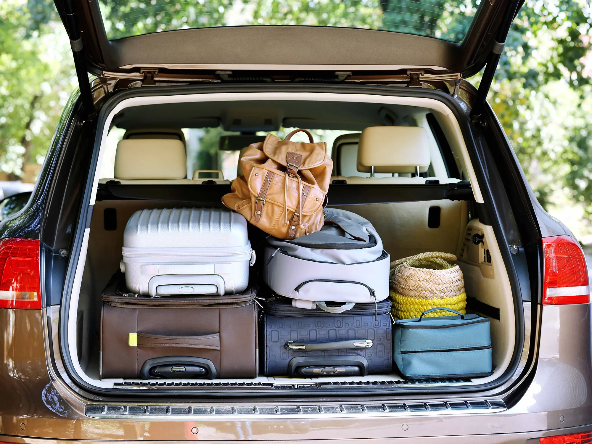 hatchback trunk with luggage for summer vacation